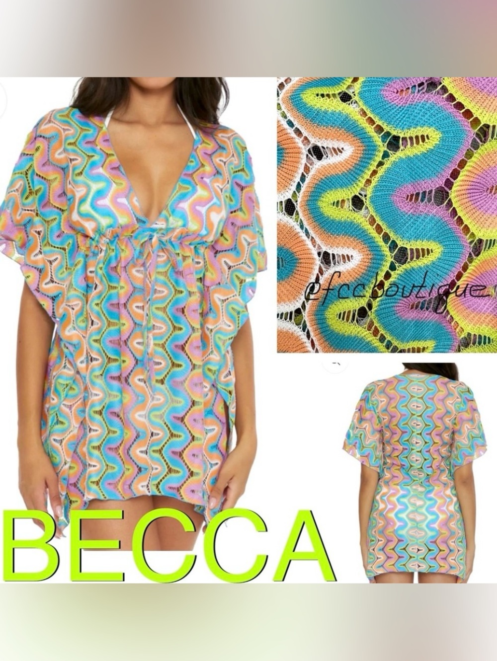 BECCA by Rebecca Virtue crochet lace swim resort coverup